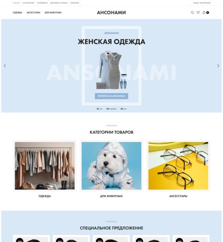Wholesale online store of clothing and accessories
